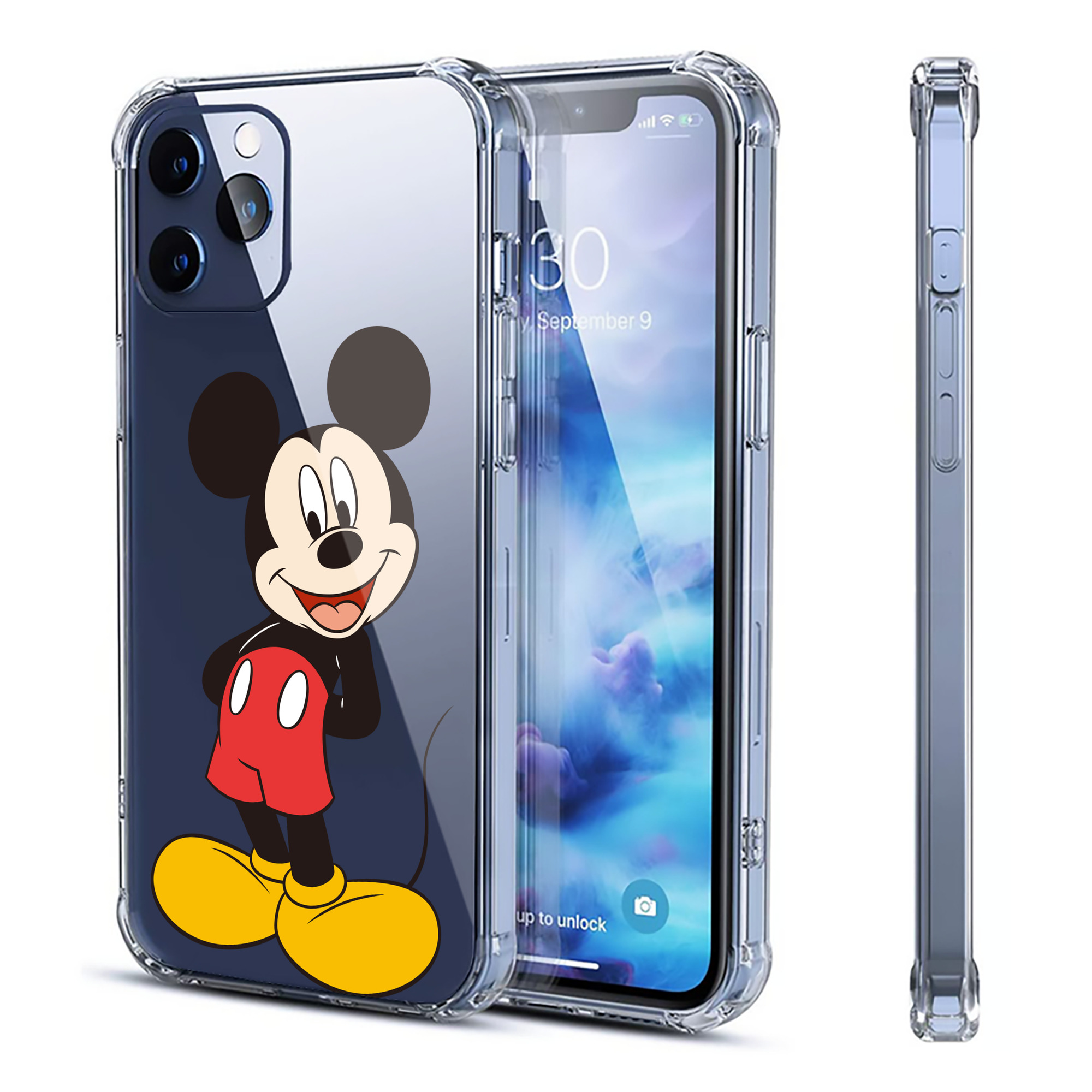 （画像用） ミッキーマウス Mickey Mouse 【iPhone 12シリーズ対応】透明スマホケース（クリアソフトケース）